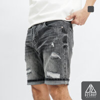 Quần short nam D2shop, quần đùi jean wash rách, màu muối tiêu [LJ-1055]