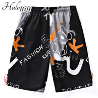 Quần Short Nam HALORIFT Mùa Hè Xu Hướng Thời Trang Hàn Quốc In Hình Gấu Cặp Đôi Quần Short Rời Thường Ngày