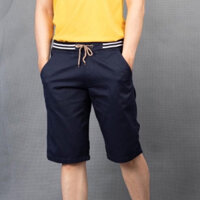 Quần Short Nam Kaki Vải Mềm Mịn Lưng Thun Có Dây Chun Kéo Co Giãn Cao Cấp PSQKN26 - Xanh navy - Size 32  Từ 66 - 70kg