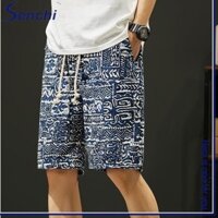 Quần Short Nam Mỏng Rời Thoáng Khí Đi Biển Năm Điểm Quần Short Cướp Biển Dây Rút