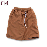 Quần Short nam nhung tăm, quần đùi nam style Hàn Quốc- FORMEN SHOP- FMTP013 - Vàng Nâu - XL