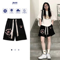 Quần Short Nam Nữ Chất Nỉ Cotton Dày Dặn Jinmi in Họa Tiết XGHHTP Tim Hồng Nổi Bật JM30