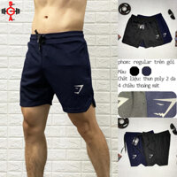 Quần short nam tập gym thể thao chạy bộ quần squat short Gym phom ngắn trên gối thun poly 2 da 4 chiều gym nam