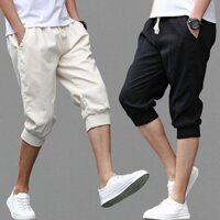 Quần short nam thể thao 3 / 4 chiều thường ngày mùa hè với phong cách quần Harlan, được làm từ vải Cotton nguyên chất