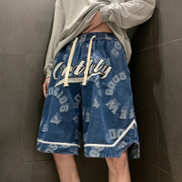 Quần short nam thương hiệu thời trang, quần short lớn in chữ, phong cách Mỹ, quần short 5 in, kích thước lớn, quần boyshort dài vừa, mỏng, rộng, mùa hè