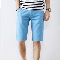 Quần short nam vải đũi đóng cúc mặc mát đủ size QD01 - xanh dương - 30