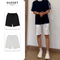 Quần short nam vải KAKI cạp chun thoải mái quần ngắn nam trơn màu trắng đen xanh GS16