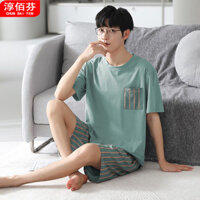 Quần short ngắn tay mỏng bằng vải cotton modal cho nam, cảm giác mát mẻ, đồ ngủ thoải mái, kích thước lớn