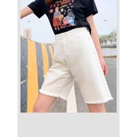 QUẦN SHORT NGỐ JEAN KAKI 2 ỐNG MÀU TRẮNG RÁCH SIÊU CÁ TÍNH