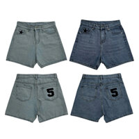 QUẦN SHORT NGÔI SAO THÊU SỐ 5 - quần short jeans form trên gối nam/nử unisex