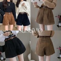 Quần short nhung tăm cạp khóa quần đùi nữ siêu hot (không kèm đai) - Q465