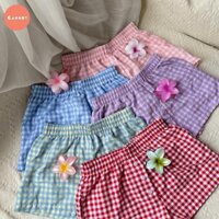 Quần short nữ 3 cúc sọc caro dễ thương mặc mùa hè đi chơi đi biển siêu cute, quần đùi nữ chất cotton mát mẽYaWear