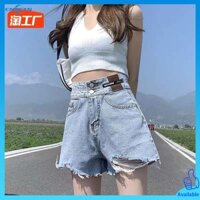 quần short nữ bigsize quần short nữ cạp cao Quần short bò cỡ lớn dành cho nữ cho người béo quần ống rộng rách viền thô rộng rãi tôn dáng gầy cạp cao mẫu mới mùa hè 2023 cho nữ