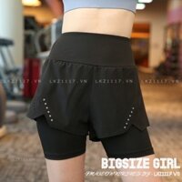 Quần short nữ Bigsize Quần Legging nữ Lửng 2 lớp Co Giãn Dáng Ôm Mùa Hè Quần Tập Gym,Yoga Thể Thao Biker Lưng Cao Nâng Mông