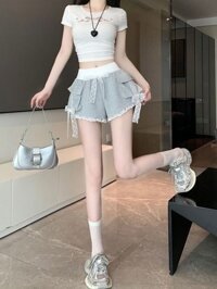 Quần Short Nữ Cao Cấp Ren Ống Rộng Quần Thường Ngày