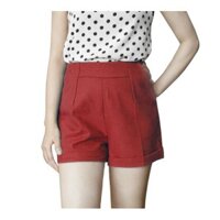 Quần short nữ cạp cao màu đỏ đô (ảnh shop chụp)