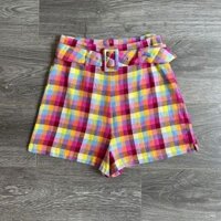 Quần short nữ caro hồng