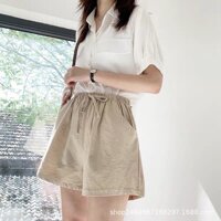 Quần short nữ chất đũi sần kiểu nhật nhiều màu - Xanh ngọc - s