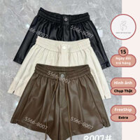 Quần Short Nữ Chất Liệu Da, Quần Đùi Nữ Form Đẹp Lưng Chun Bản Cạp To Kèm Dây Rút Kiểu Dáng Trơn