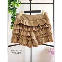 Quần short nữ da lộn dáng ngắn ống rống phối bèo tầng của Nhật (2hand)
