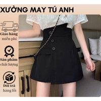 Quần Short Nữ Giả Váy Ngắn Cạp Cao Tôn Dáng Đẹp, Quần Sóc Công Sở Tuyết Mưa 2 Lớp Dày Dặn Cao Cấp Vạt Chéo Hàn Quốc