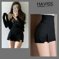 Quần short nữ giả váy vạt xẻ 2 bên Haviss chất tuyết mưa cạp lưng cao tôn dáng thời trang Hàn Quốc