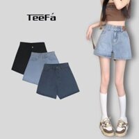 Quân short nữ IMAN lưng cao 2 khuy, quần đùi jean cạp cao ống rộng hot trend 2023 Pants quandai Women Ong