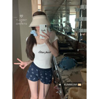 Quần short nữ in hình thể thao quần thun eo dây rút quần short thẳng