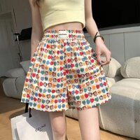 Quần short nữ in họa tiết hoạt hình phong cách Hàn Quốc mỏng kích thước lớn