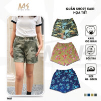 Quần Short Nữ Kaki Họa Tiết Lưng Thun Co Giãn TH26 Cạp Thấp Tôn Dáng