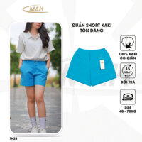 Quần Short Nữ Kaki Xanh Biển Lưng Thun Co Giãn TH25 Cạp Thấp Tôn Dáng Women