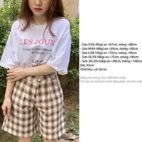 Quần short nữ lưng cao ống rộng DOLOXI kẻ caro cao cấp Q16 - HỒNG,L