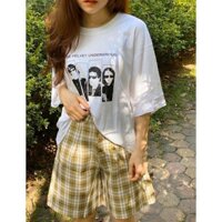 Quần short nữ lưng cao ống rộng DOLOXI kẻ caro cao cấp Q16 - XANH,M