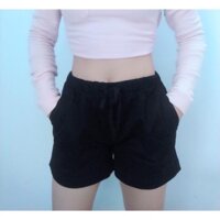 Quần short nữ lưng thun có size lớn - Đen - XXL