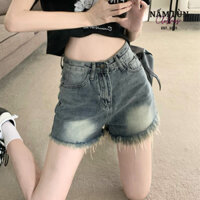 Quần short nữ Nấm Lùn Clothes Quần đùi nữ Quần jean Quần bò nữ Quần cạp cao Quần short jean tua rua Q006