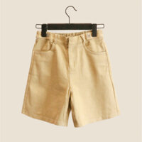 Quần short nữ ngắn baggi ống rộng màu nâu đơn giản COCHI