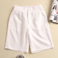 Quần short nữ ống rộng lưng cao đẹp cạp chun sau Q053 Quần ống rổng lửng nữ - Trắng,XL54-58kg