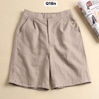 Quần short nữ ống rộng lưng cao đẹp cạp chun sau Q053 Quần ống rổng lửng nữ - Be tối,XL54-58kg