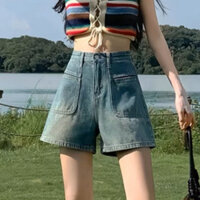 Quần Short Nữ , Quần Đùi Jeans Nữ Phối Túi Trước Siêu Xinh Lưng Cao L013
