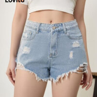 Quần Short Nữ , Quần Đùi Jeans Nữ Rách Tua Rua Sexy L00012