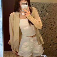 Quần short nữ trắng chất jean mềm | Ishe by Tea