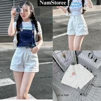 Quần Short nữ trắng NamStoree eo cạp cap vải Denim co giãn 4 chiều