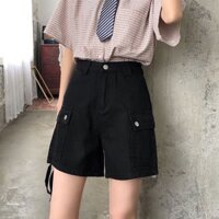 Quần short nữ túi hộp cạp cao chất Kaki phong cách Ulzzang Hàn QUốc KoKo