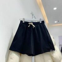 Quần short nữ vải thun cotton da cá unisex thể thao cao cấp ống rộng bigsize mặc nhà ngủ thời trang hàn quốc đẹp TRƠN FR - - ĐEN,L40-55kg,1m45-1m65