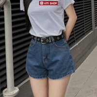 Quần short nữ VM Shop lưng cao short jean ngố trơn lai thường thời trang ulzzang SJU00015