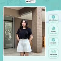 Quần Short Ống Rộng Kaki Trắng ODS thiết kế không đai lưng, xếp ly, dây kéo trước, túi sườn trẻ trung năng động - EH6