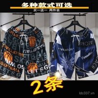 Quần short pyjama nam cotton mùa hè phổ biến, quần mặc ở nhà bằng cotton nhân tạo và lụa, quần short năm điểm, quần short bãi biển, quần rộng thoải mái cho nam