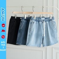 Quần Short Sọt Jean Đùi Nam Cạp Chun Ngắn Trên Gối Avocado, Quần Sooc Lửng Ngố Bò Nam dây Rút Cạp Chun Dày Dặn