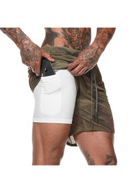 Quần Short Tập Gym Chạy Bộ Thể Thao Nam 2 Lớp - Camo Xanh - XL