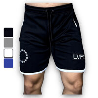 Quần short tập gym nam LVFT logo thêu, thun poly co giãn 4 chiều thoáng mát QLQL4